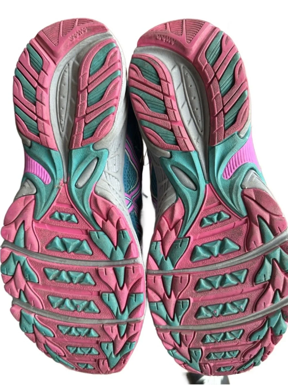 Asics Women's Teal and Pink Athletic Running Shoes